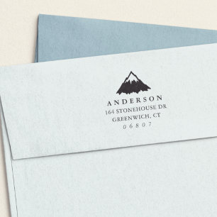 Snow Capped Mountain Peak Return Address Self-inking Stamp