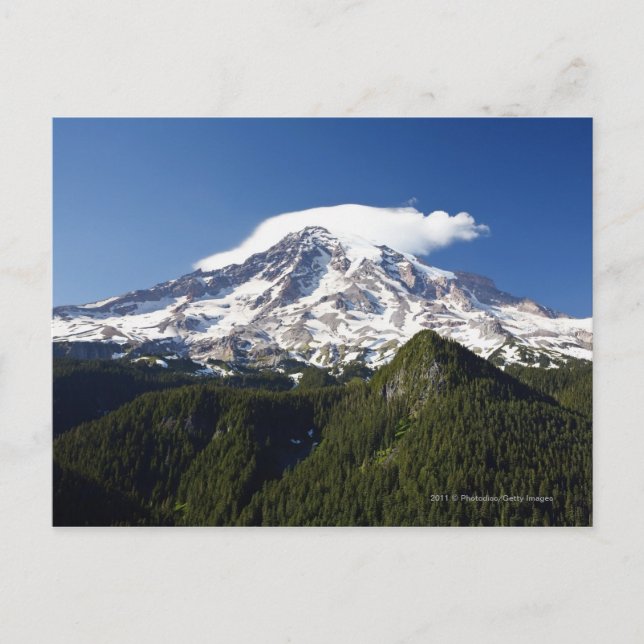 Snow Capped Mountain with Blue Sky & Forest Postcard (Front)