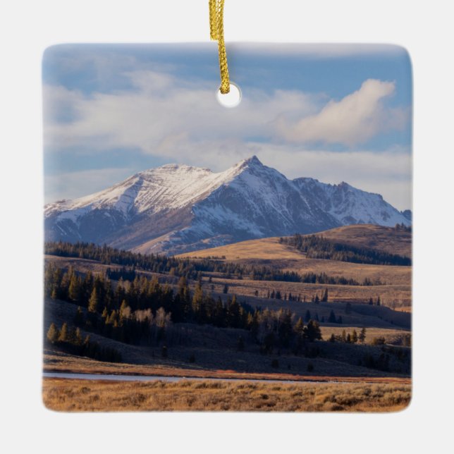 Snow Capped Mountain Yellowstone Ornament (Front)