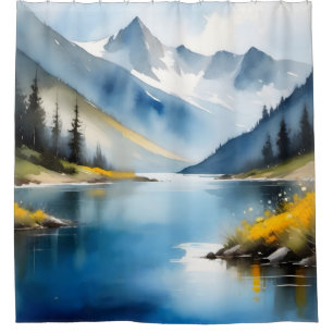 Snow capped mountains and a lake