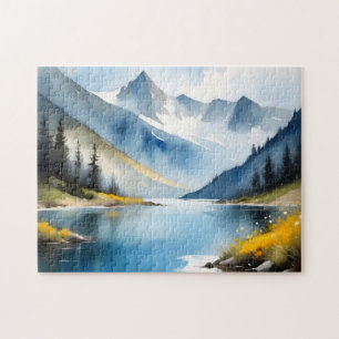 Snow capped mountains and a lake jigsaw puzzle