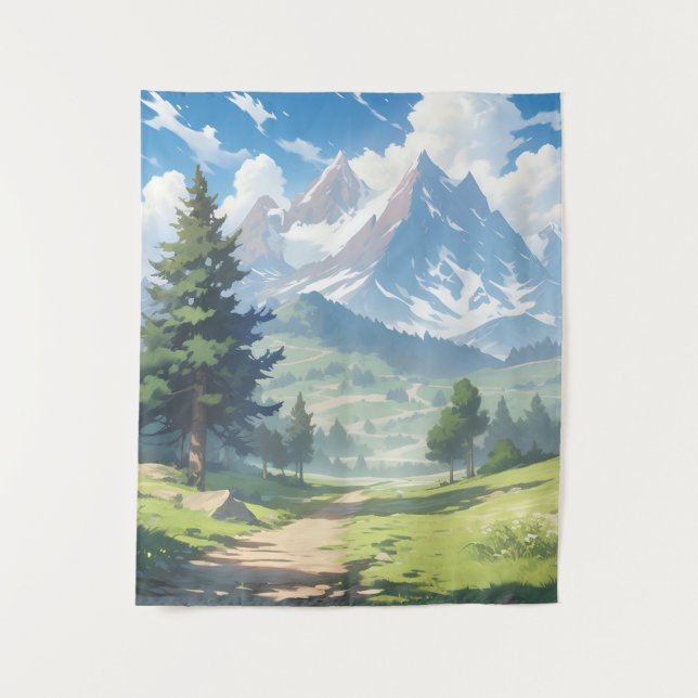 Snow-Capped Mountains and Lush Green Forest Tapestry (Front)