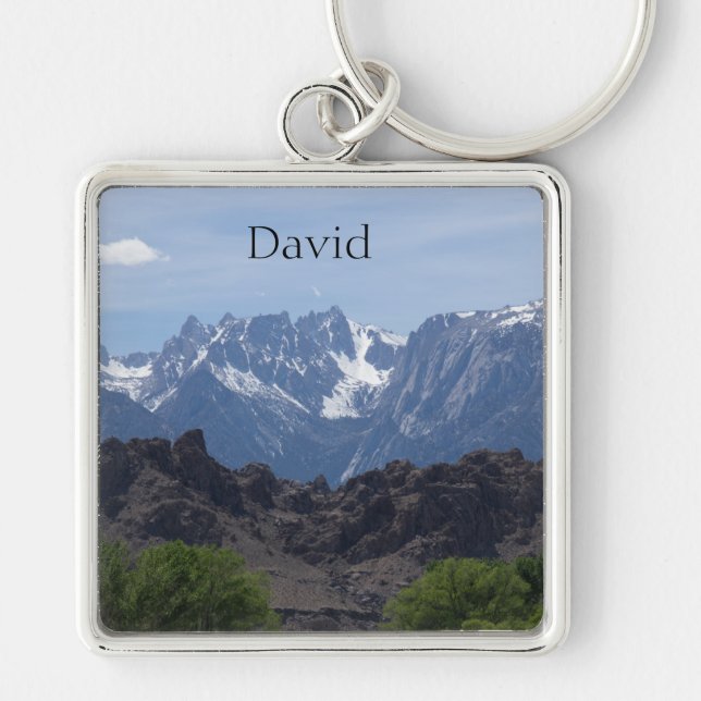 Snow capped mountains of Lone Pine Keychain (Front)