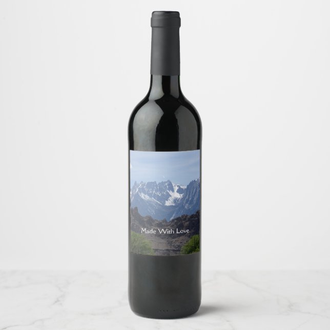 Snow capped mountains of Lone Pine    Wine Label (Front)