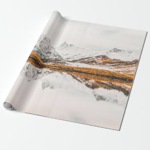 SNOW-CAPPED ROCKY MOUNTAIN UNDER CLOUDY SKY DURING WRAPPING PAPER