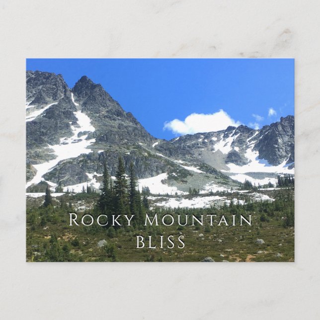 Snow capped Rocky Mountains bliss Postcard (Front)