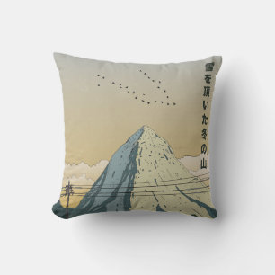 Snow Capped Winter Mountain Throw Pillow