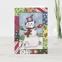 Snow Cat and Snow Mice, Christmas Card