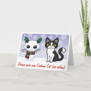 Snow Cat Christmas (design your own cartoon cat!) Holiday Card