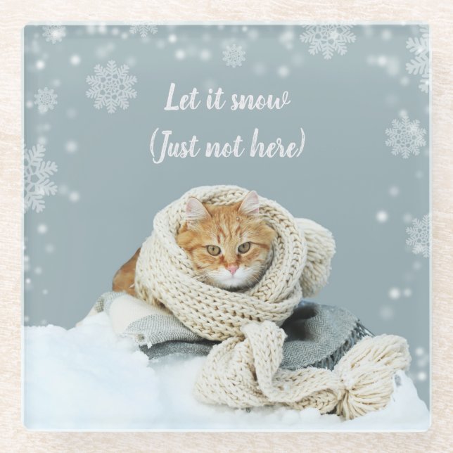 Snow Cat Glass Coaster (Front)