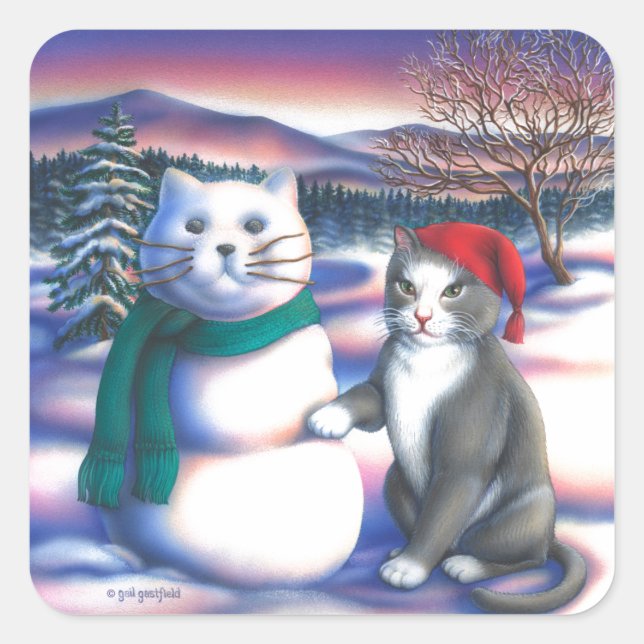 Snow Cats Square Sticker (Front)