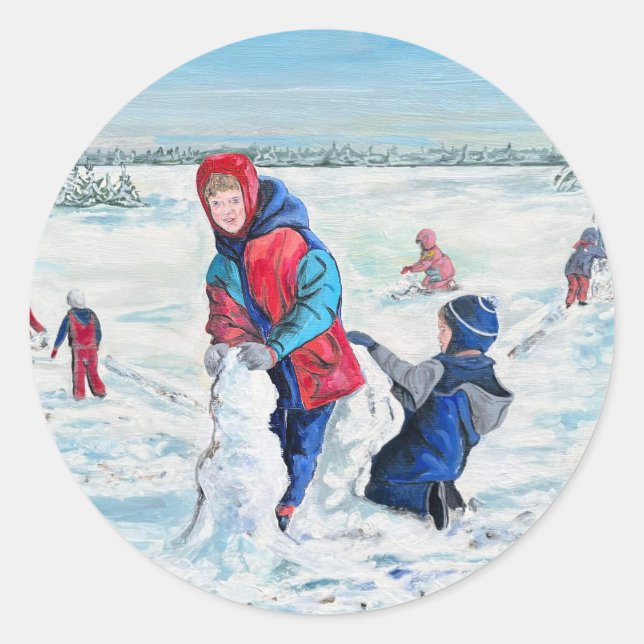 Snow Children Christmas Stickers (Front)