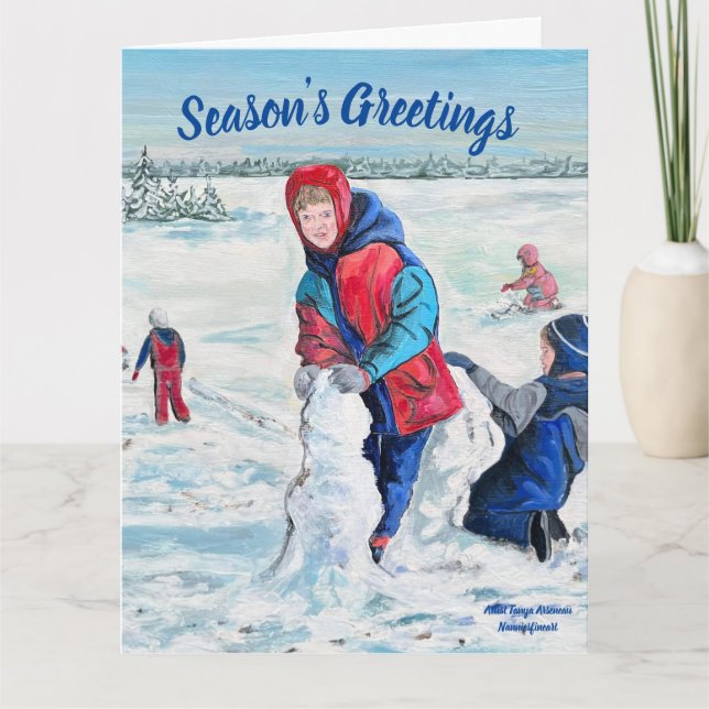 Snow Children Folded Greeting Card (Front)