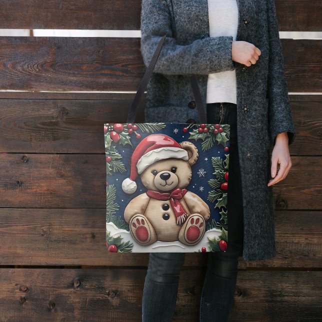 Snow Christmas Bear Tote Bag (Creator Uploaded)