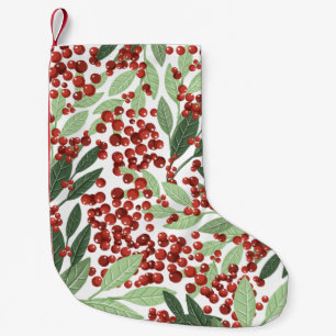Snow Christmas Botanical Winter Berries Holiday Small Christmas Stocking