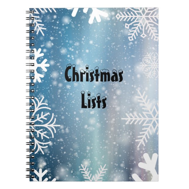 Snow Christmas Holiday List Journal Notebook (Front)