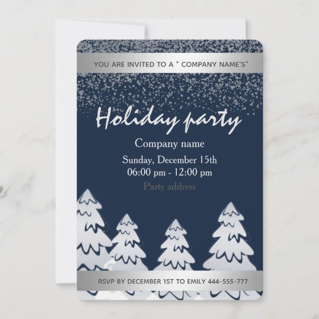 Snow Christmas tree  holiday party corporate Invitation (Front)