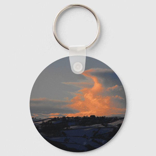 Snow Cloud over Newtown, Powys Keychain (Front)