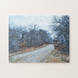 Snow Country Road Winter Art Puzzle