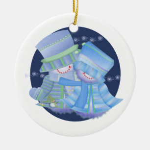 Snow Couple Ceramic Ornament