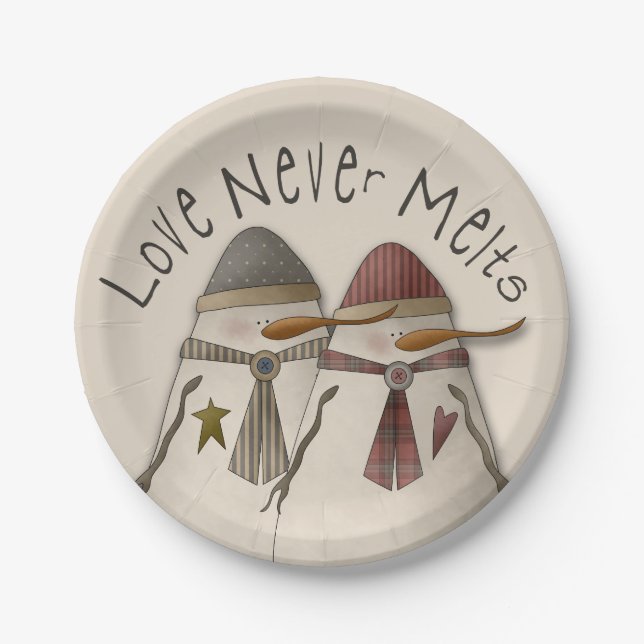 Snow Couple Paper Plate (Front)