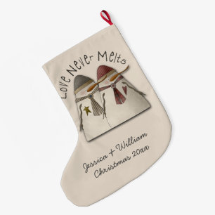 Snow Couple Personalized (2 sided) Large Christmas Stocking