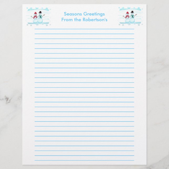 Snow Couple personalized Christmas letterhead (Front)