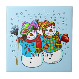 Snow Couple Snowman Tile