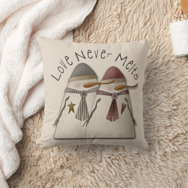 Snow Couple Throw Pillow (Blanket)