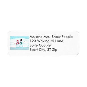 Snow Couple Waving Hi Christmas Address Labels