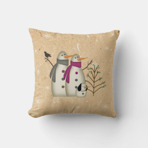 Snow Couple With Dog Pillow