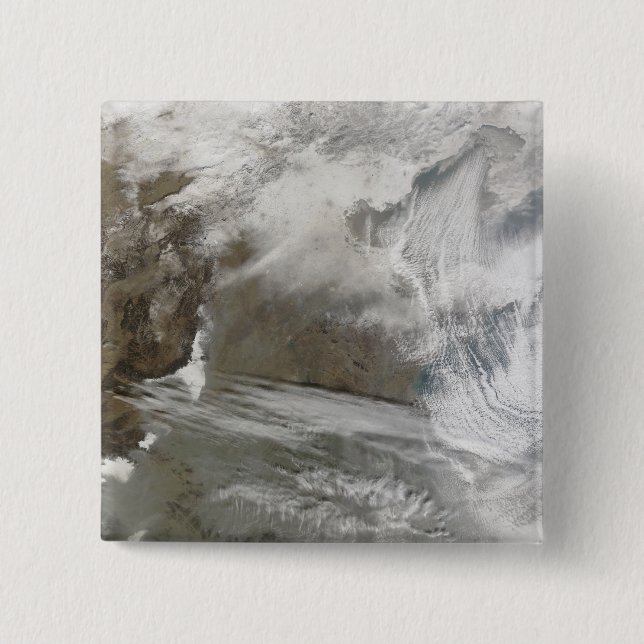 Snow cover encircles Bo Hai 2 Inch Square Button (Front)