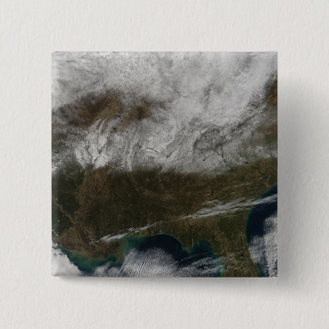 Snow cover stretching from northeastern Texas 2 Inch Square Button (Front)