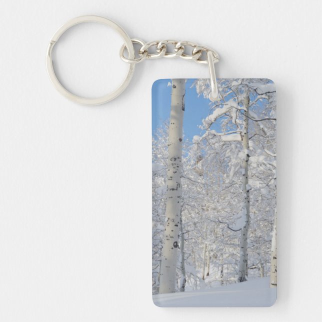 Snow-Covered Aspens, Beartrap-Desolation Ridge Keychain (Front)