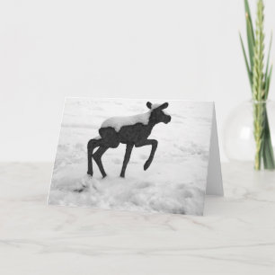 Snow Covered Baby Moose Holiday Card