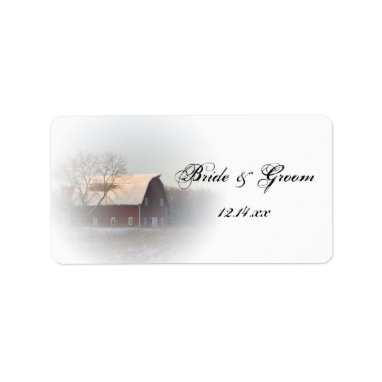 Snow Covered Barn Winter Country Wedding Favour