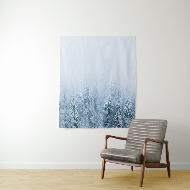 Snow covered beech spruce forest in fog tapestry (In Situ)