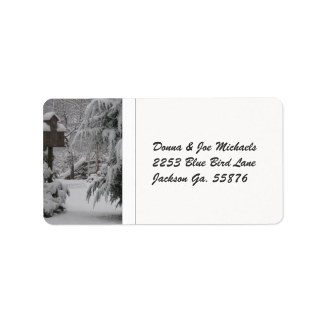 Snow Covered Birdhouse Label (Front)