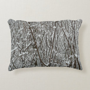 Snow Covered Branches Winter Abstract Decorative Pillow