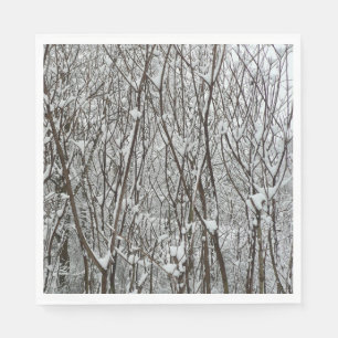 Snow Covered Branches Winter Abstract Napkin