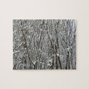 Snow Covered Branches Winter Abstract Photography Jigsaw Puzzle