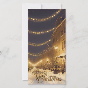 Snow-covered Christmas Streets in a Downtown