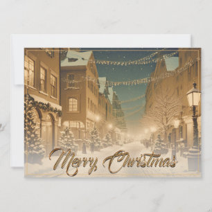 Snow-covered Christmas Streets in a Downtown