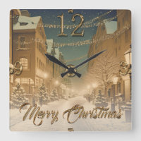 Snow-covered Christmas Streets in a Downtown