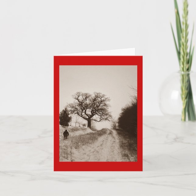 snow covered country lane note card (Front)