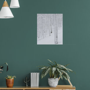 Snow covered forest winter wonderland poster