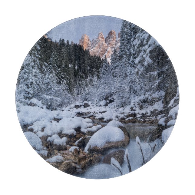 Snow-covered Geisler Mountain Range Cutting Board (Front)