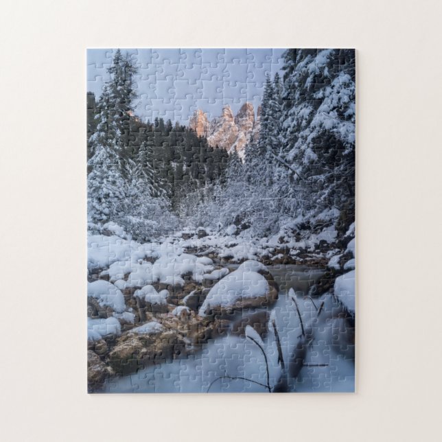 Snow-covered Geisler Mountain Range Jigsaw Puzzle (Vertical)