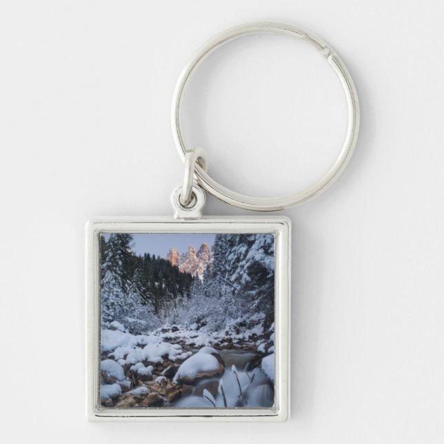 Snow-covered Geisler Mountain Range Keychain (Front)