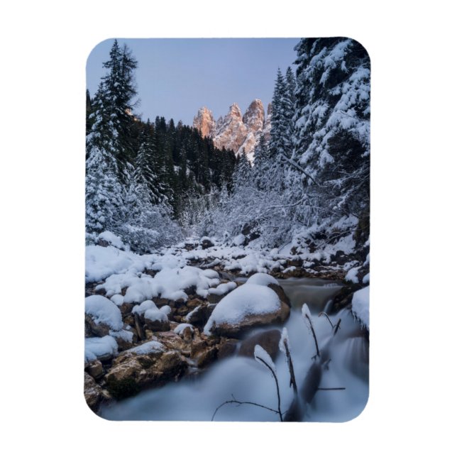 Snow-covered Geisler Mountain Range Magnet (Vertical)